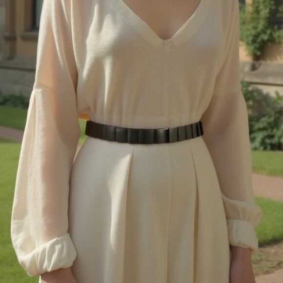 Nice Women Pewter Black Metal Elastic Skinny Stylish Stretch Look Belt Size S M - Picture 7 of 16